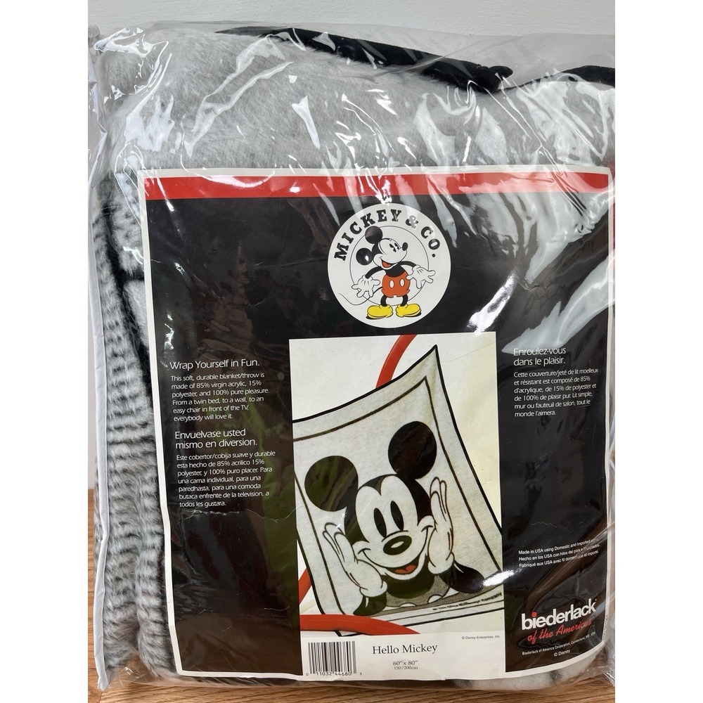 Vintage Biederlack Mickey & Co "Hello Mickey" Throw Blanket 60"x80" NEW